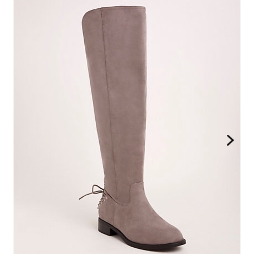 Gray Faux Suede Boots with Wide Width & Wide Calf